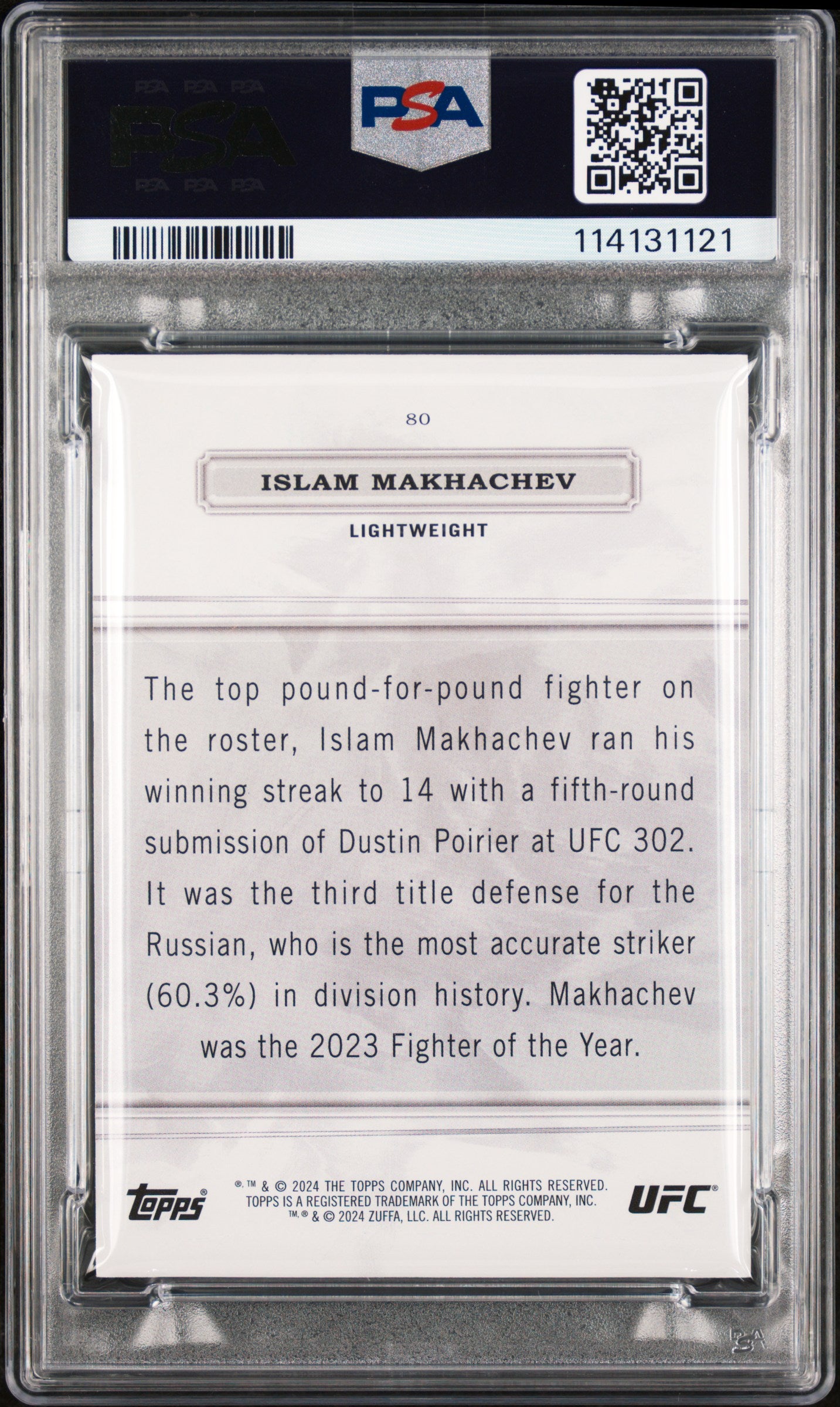 2024 Topps Royalty UFC Islam Makhachev Purple #80 03/35 PSA 9