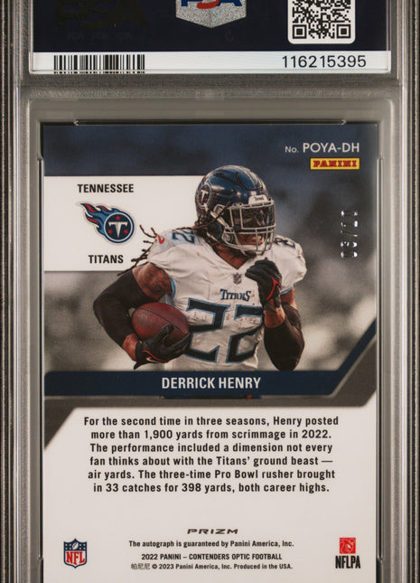 2022 Panini Contenders Optic Player Of The Year Contenders Autographs Derrick Henry Gold #POYADH PSA 9