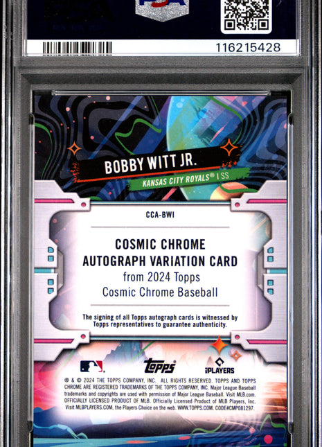 2024 Topps Chrome Cosmic Cosmic Chrome Autographs Bobby Witt JR. #BWI PSA 10