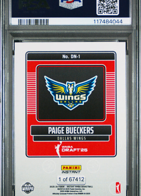 2025 Panini Instant WNBA Draft Night Paige Bueckers #DN1 PSA 9