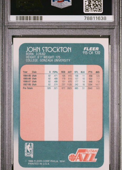 1988 Fleer John Stockton #115 PSA 9