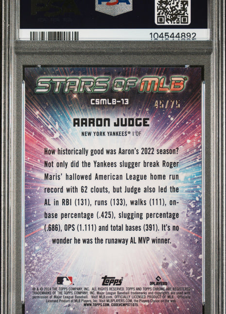 2024 Topps Stars Of MLB Chrome Aaron Judge Red Ref #CSMLB13 PSA 9