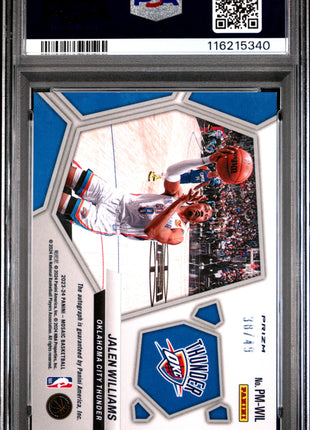 2023 Panini Mosaic Pictographs Mosaic Autographs Jalen Williams Blue #PMWIL PSA 9