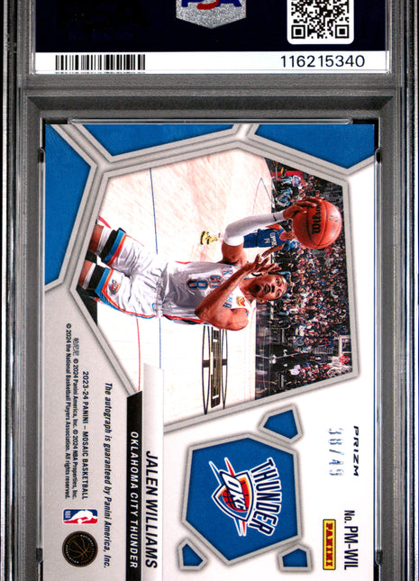 2023 Panini Mosaic Pictographs Mosaic Autographs Jalen Williams Blue #PMWIL PSA 9