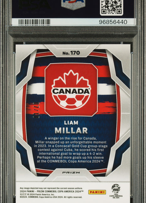 2024 Panini Prizm Conmebol Copa America Liam Millar Gold /10#170 PSA 8