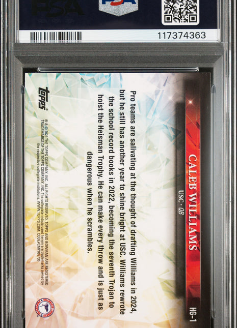 2023 Bowman University Chrome Hidden Gems Caleb Williams Foil Error #HG1 PSA 9
