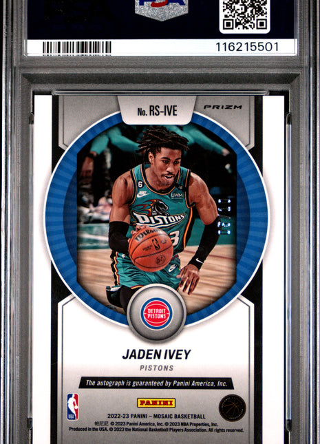 2022 Panini Mosaic Rookie Scripts Jaden Ivey Gold #RSIVE PSA 9