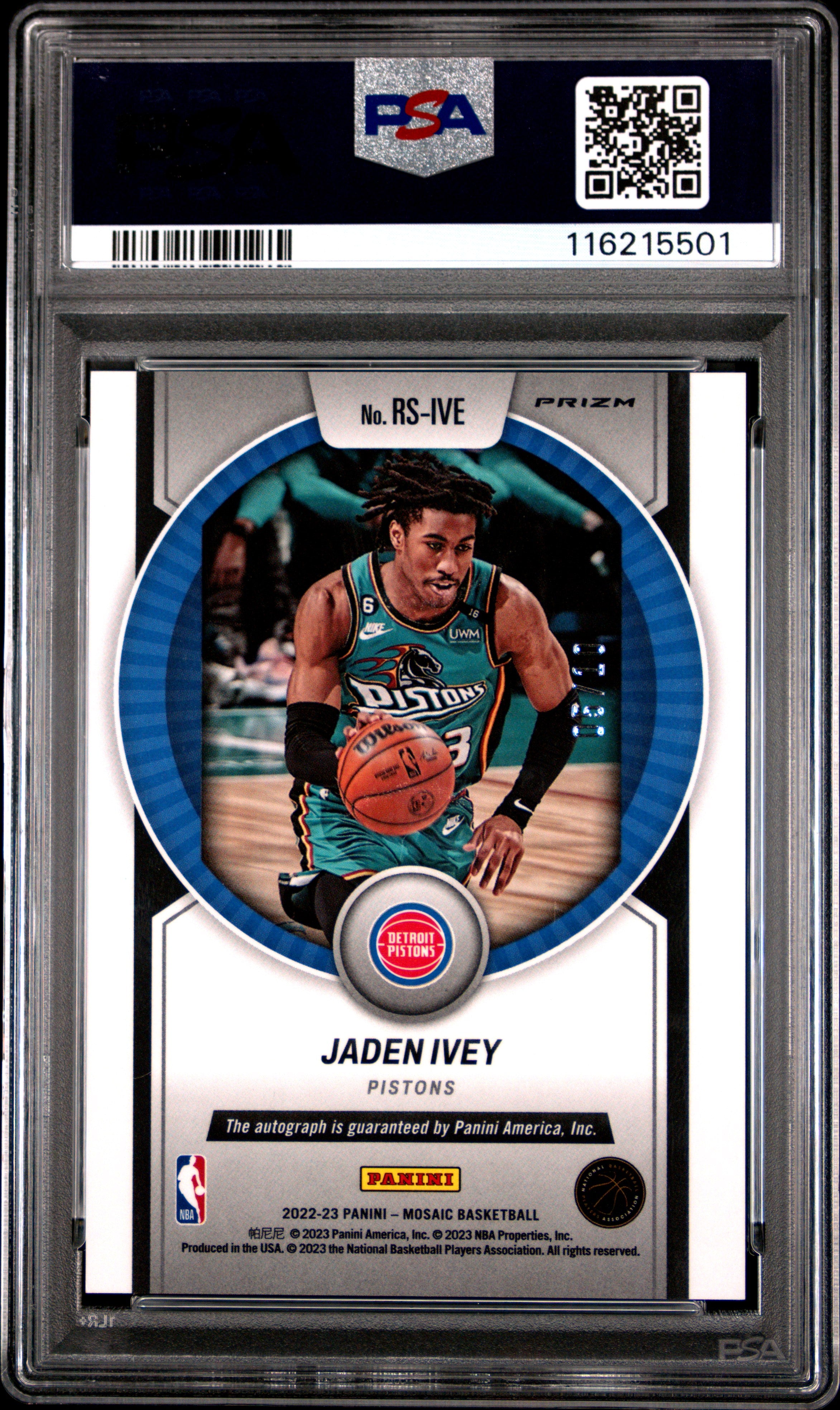 2022 Panini Mosaic Rookie Scripts Jaden Ivey Gold #RSIVE PSA 9