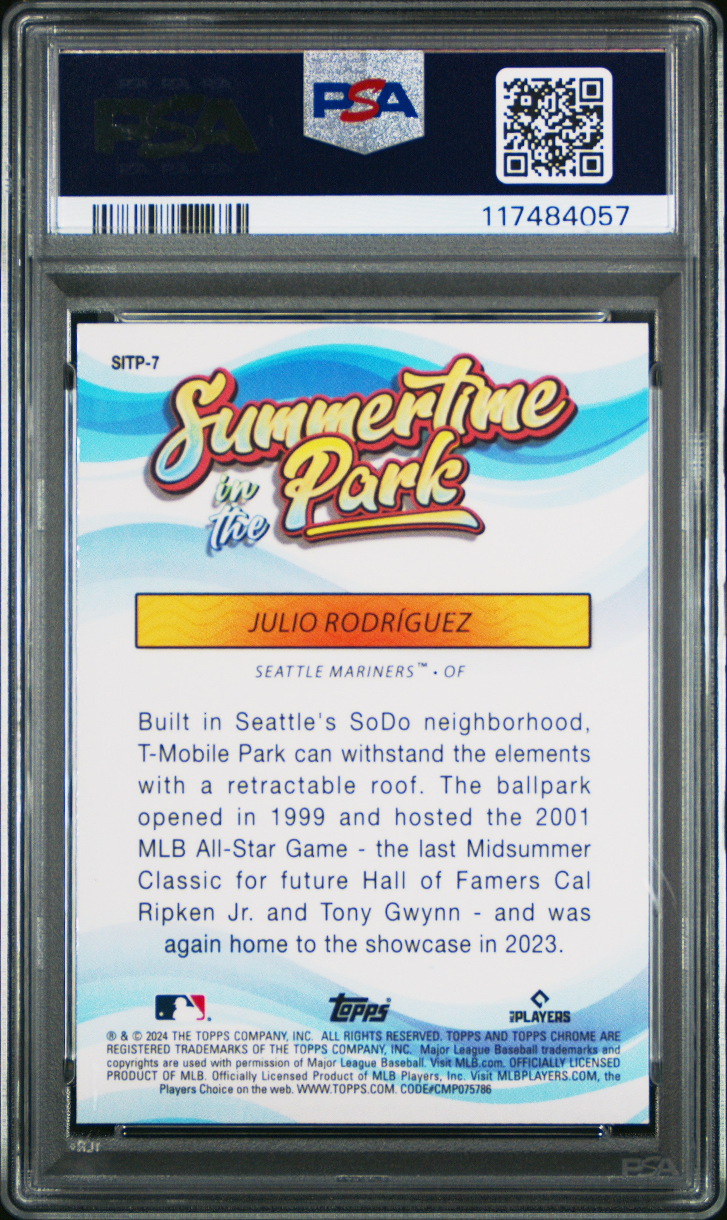 2024 Topps Chrome Summertime In The Park Julio Rodriguez Gold Ref #7 02/50 PSA 9