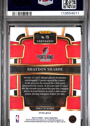 2023 Panini Select Shaedon Sharpe Elephant Prizm #15 PSA 9