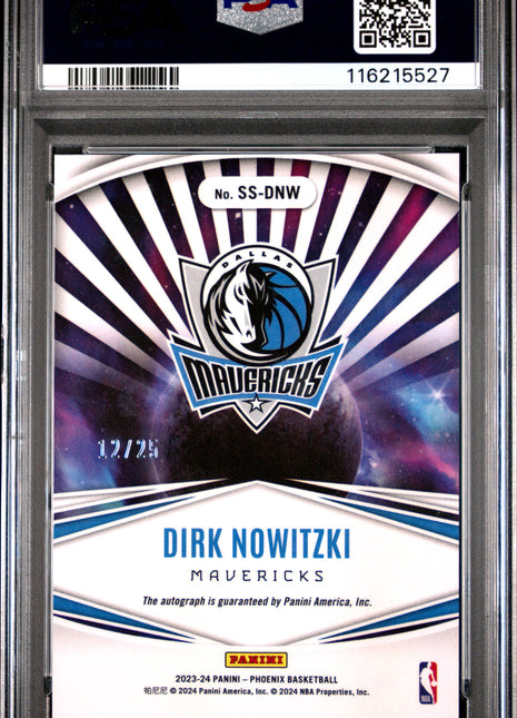 2023 Panini Phoenix Stellar Signatures Dirk Nowitzki Red Intl #SSDNW PSA 9