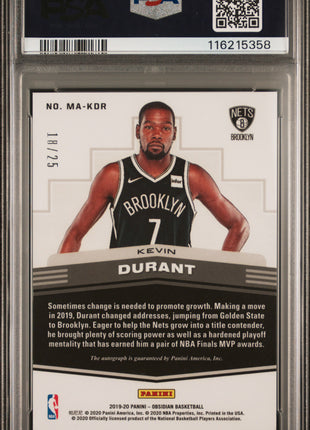 2019 Panini Obsidian Matrix Autographs Kevin Durant #MAKDR PSA 9