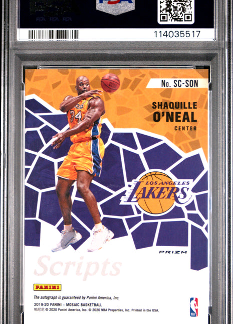 2019 Panini Mosaic Scripts Shaquille O'Neal Red Wave #SCSON PSA 10