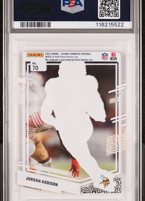2023 Panini Clearly Donruss Jordan Addison Autograph #70 PSA 10