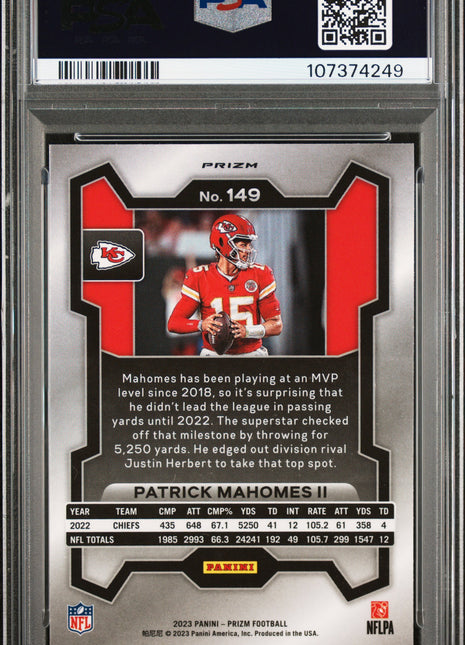 2023 Panini Prizm Patrick Mahomes II Silver #149 PSA 10