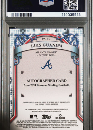 2024 Bowman Sterling Prospect Autographs Luis Guanipa Speckle Ref #PALG 94/99 PSA 9