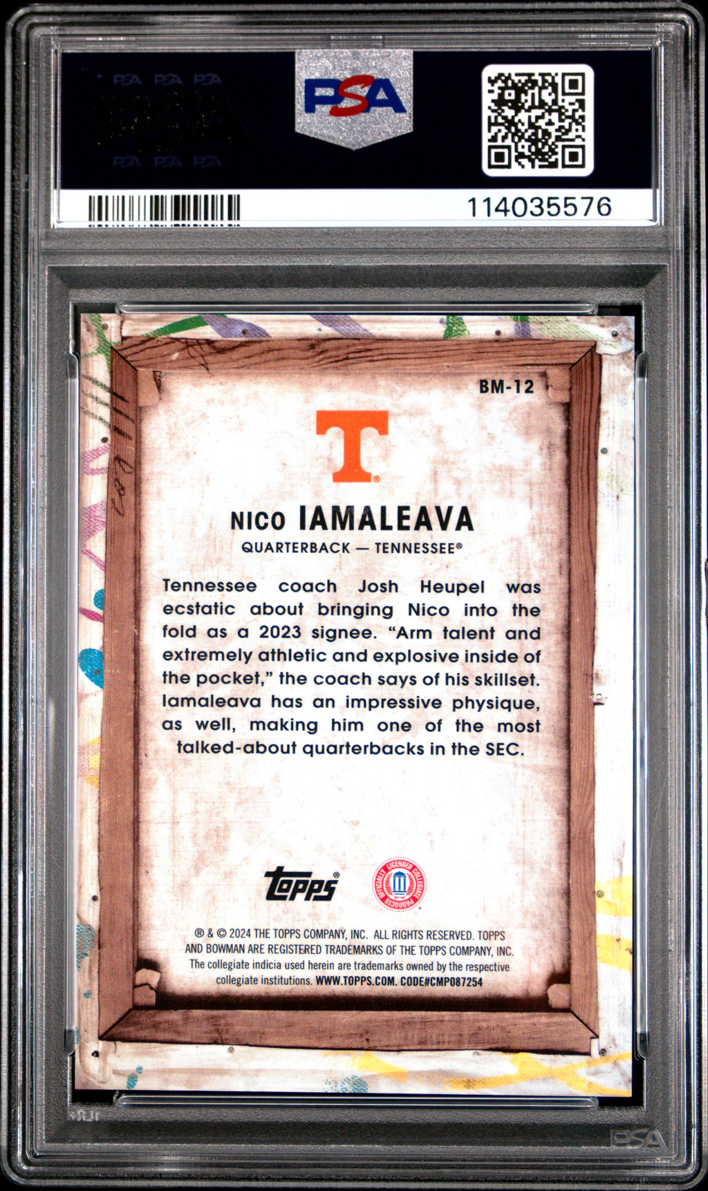 2024 Bowman Best University Bowman Masterpieces Nico Iamaleava BM Red Geometric #BM12 08/10 PSA 10