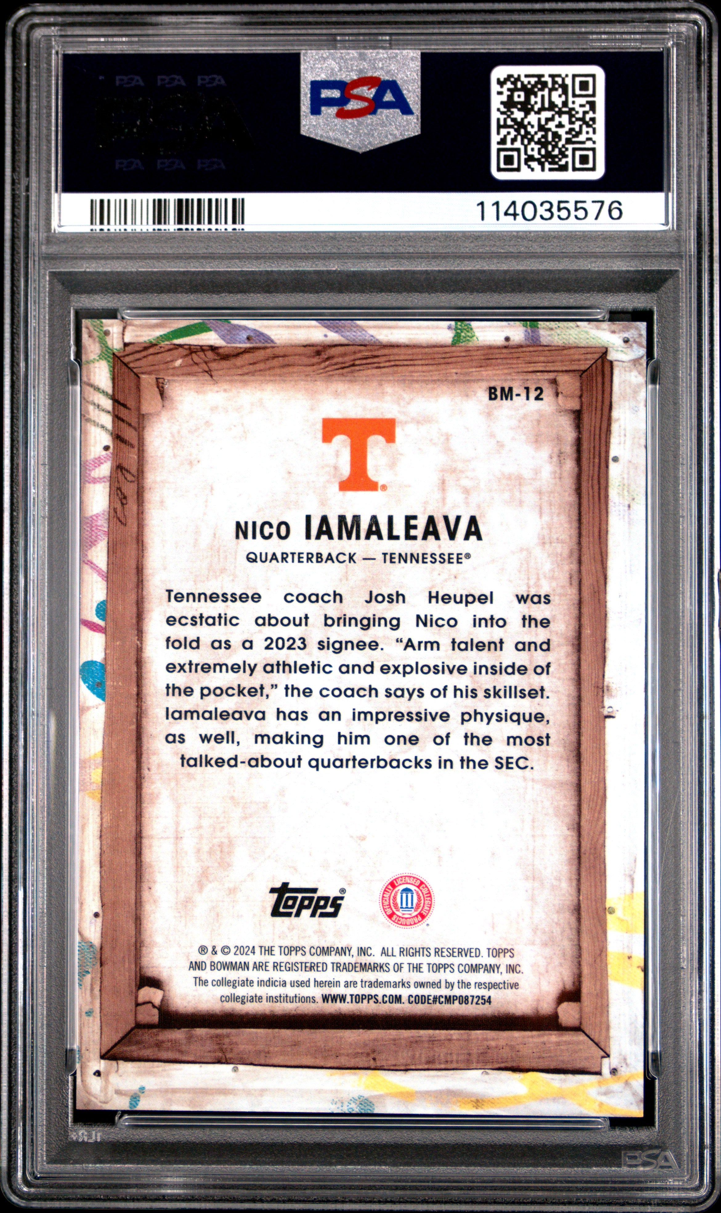 2024 Bowman Best University Bowman Masterpieces Nico Iamaleava BM Red Geometric #BM12 08/10 PSA 10