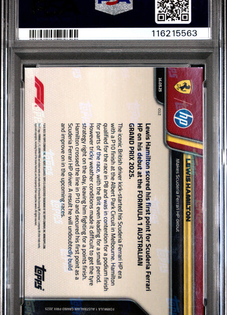 2025 Topps Now Formula 1 Lewis Hamilton #12 PSA 10
