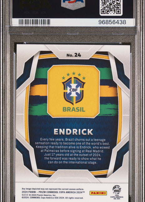 2024 Panini Prizm Conmebol Copa America Endrick #24 PSA 10