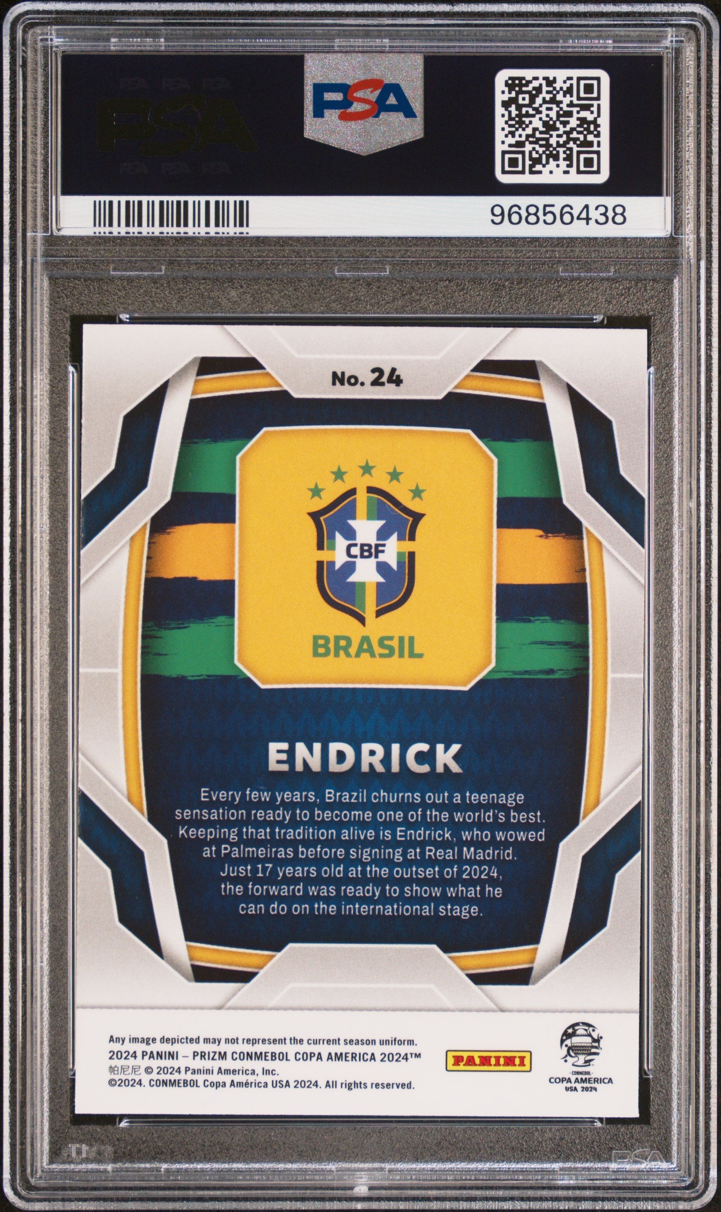 2024 Panini Prizm Conmebol Copa America Endrick #24 PSA 10