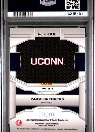 2024 Panini Prizm Draft Picks Penmanship Paige Bueckers Blue #PBUE PSA 10