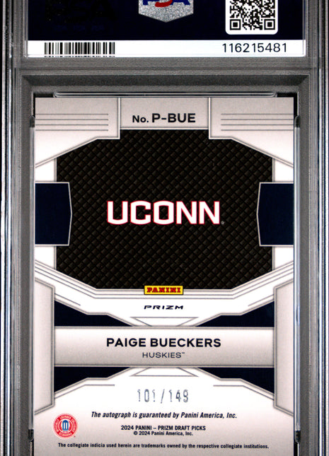2024 Panini Prizm Draft Picks Penmanship Paige Bueckers Blue #PBUE PSA 10