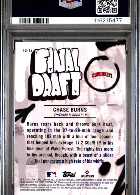 2024 Bowman Draft Final Draft Chase Burns #FD12 PSA 9