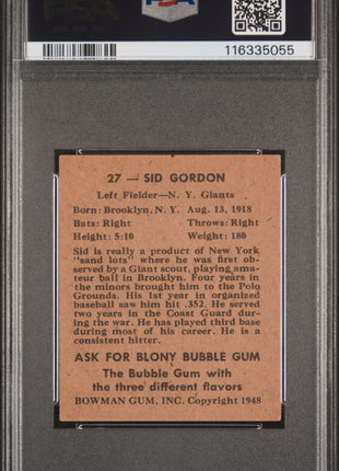 1948 Bowman Sid Gordon #27 PSA 5