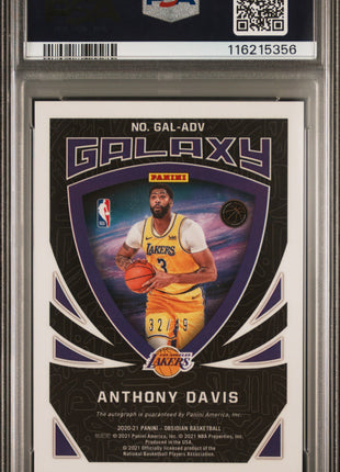 2020 Panini Obsidian Galaxy Autographs Anthony Davis #ADV PSA 9