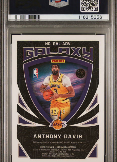 2020 Panini Obsidian Galaxy Autographs Anthony Davis #ADV PSA 9