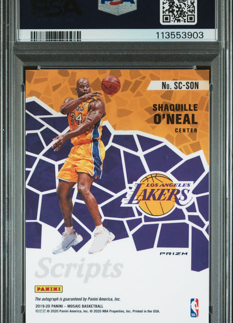 2019 Panini Mosaic Scripts Shaquille O'Neal Red Wave #SCSON PSA 10