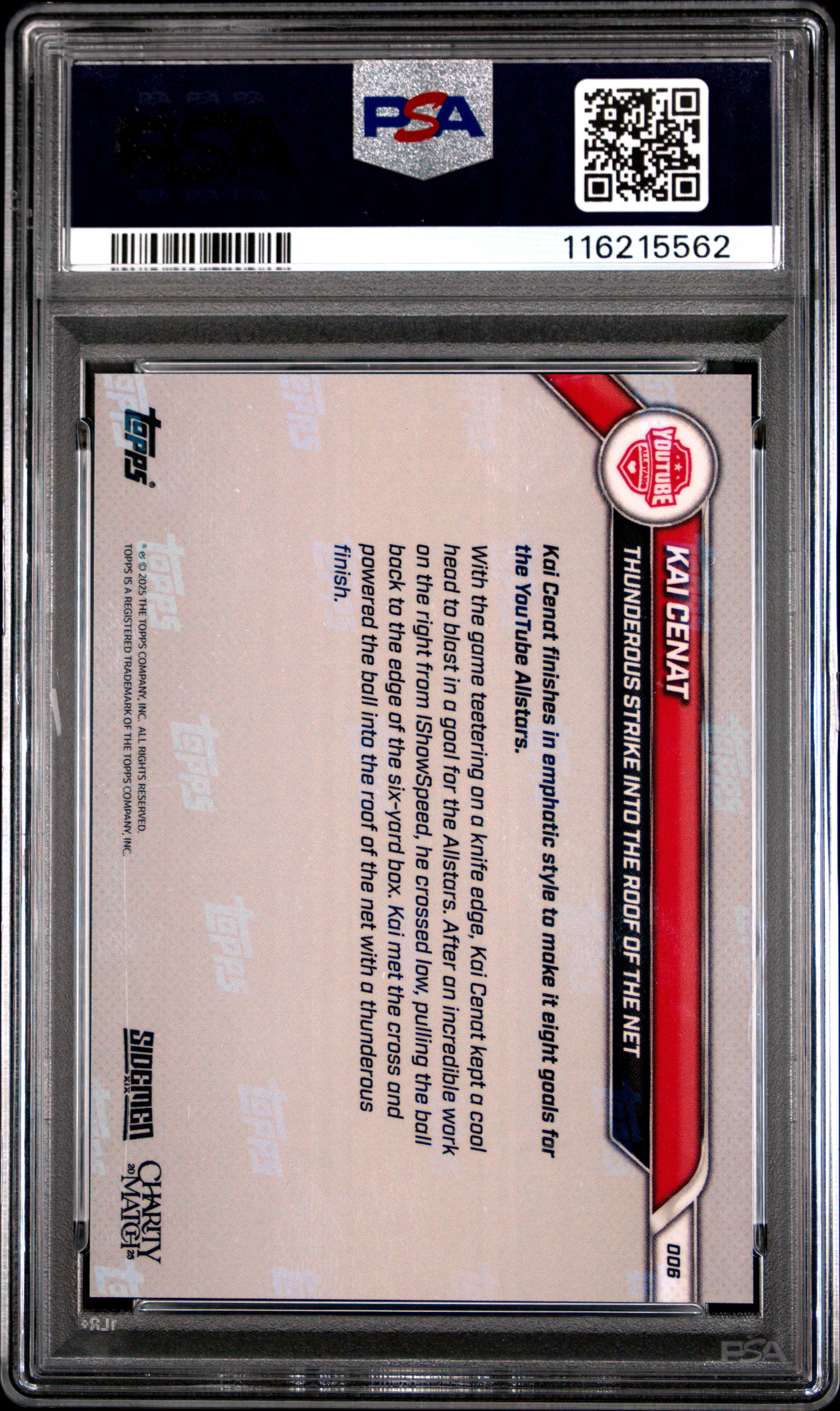 2025 Topps Now Sidemen Charity Match Kai Cenat #006 PSA 10
