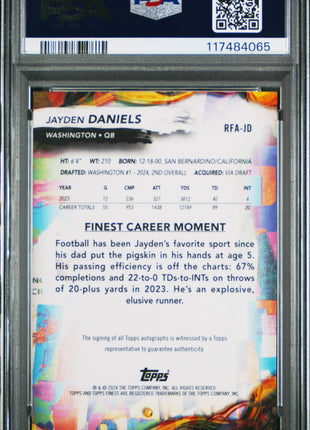 2024 Topps Finest Rookie Finest Autographs Jayden Daniels #RFAJD PSA 10