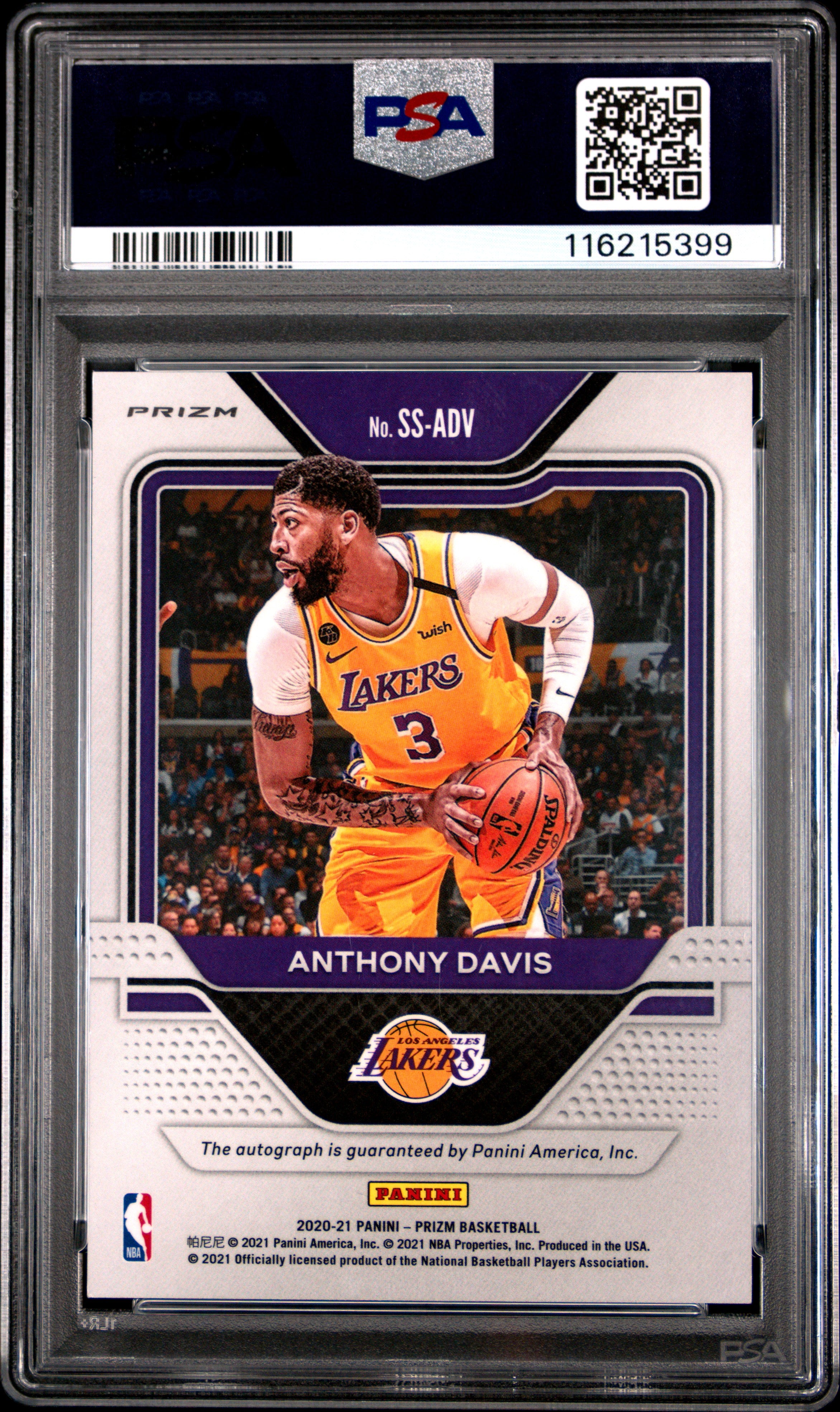 2020 Panini Prizm Sensational Signatures Anthony Davis Snstnl. SIG Choice #SSADV PSA 9