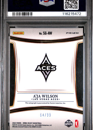 2024 Panini Select WNBA Signatures A'ja Wilson Red Prizm #SGAW PSA 9
