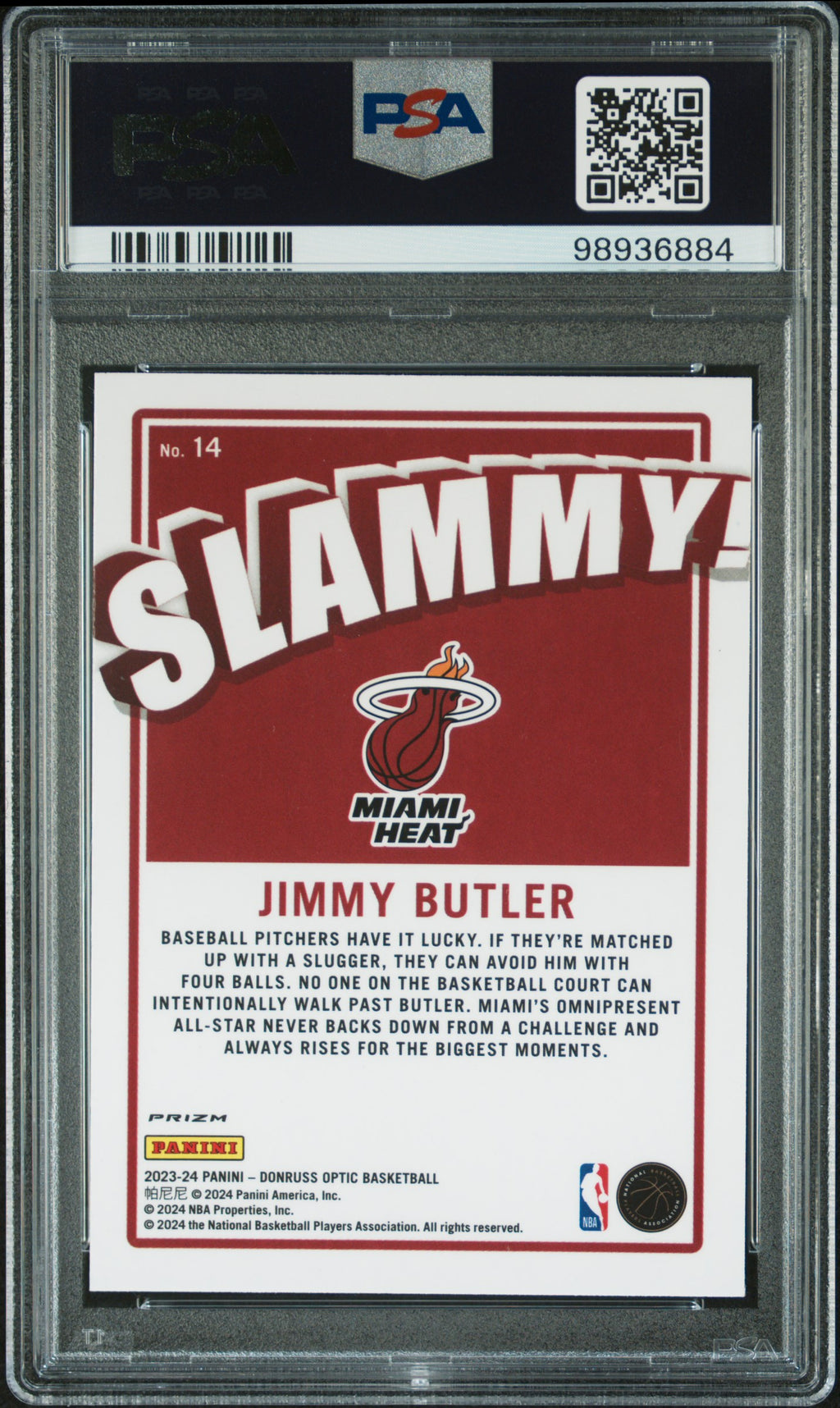 2023 Panini Donruss Optic Slammy! Jimmy Butler #14 PSA 9