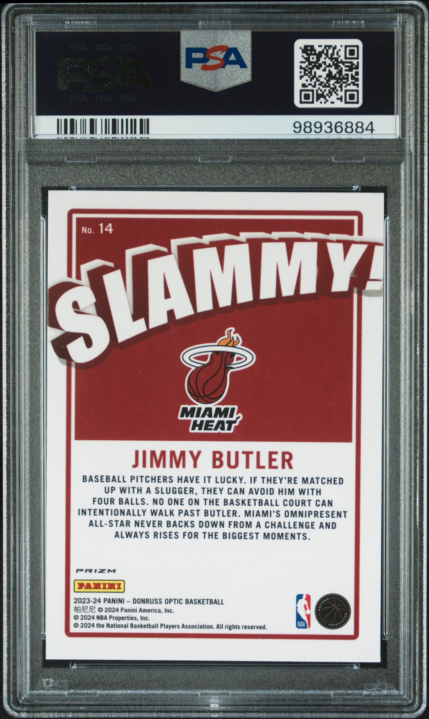 2023 Panini Donruss Optic Slammy! Jimmy Butler #14 PSA 9
