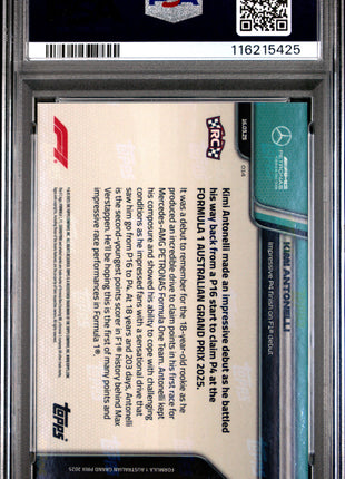 2025 Topps Now Formula 1 Kimi Antonelli #14 PSA 9