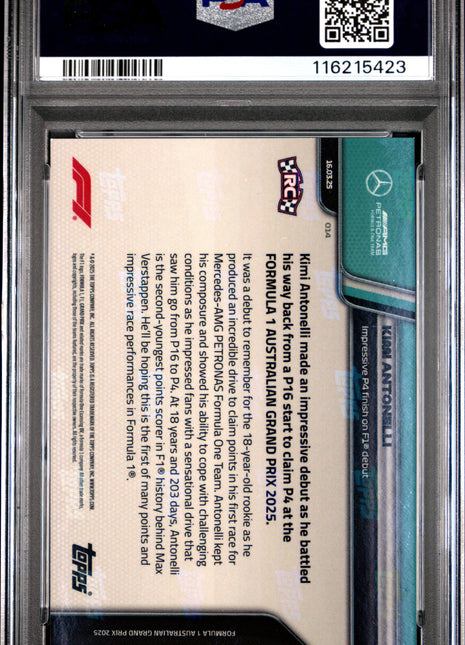 2025 Topps Now Formula 1 Kimi Antonelli #14 PSA 10