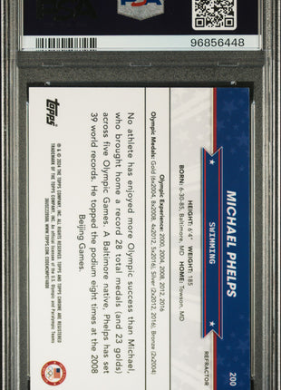 2024 Topps Chrome Us Olympic And Paralympic Hopefuls Michael Phelps Refractor #200 PSA 9