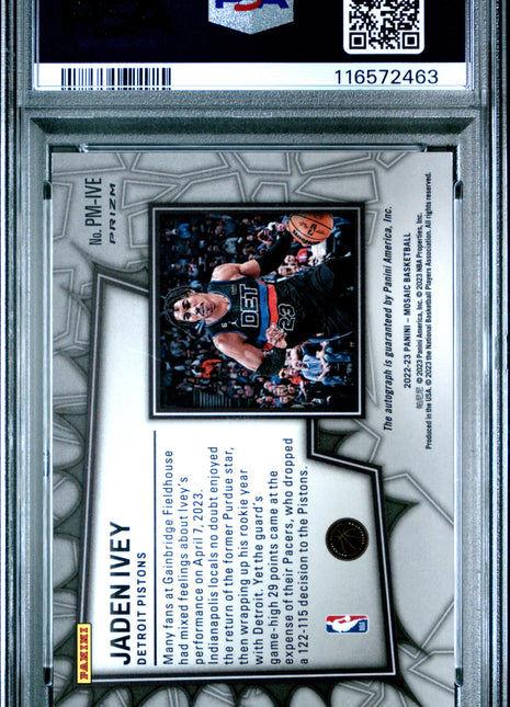 2022 Panini Mosaic Pictographs Mosaic Jaden Ivey #PMIVE PSA 8