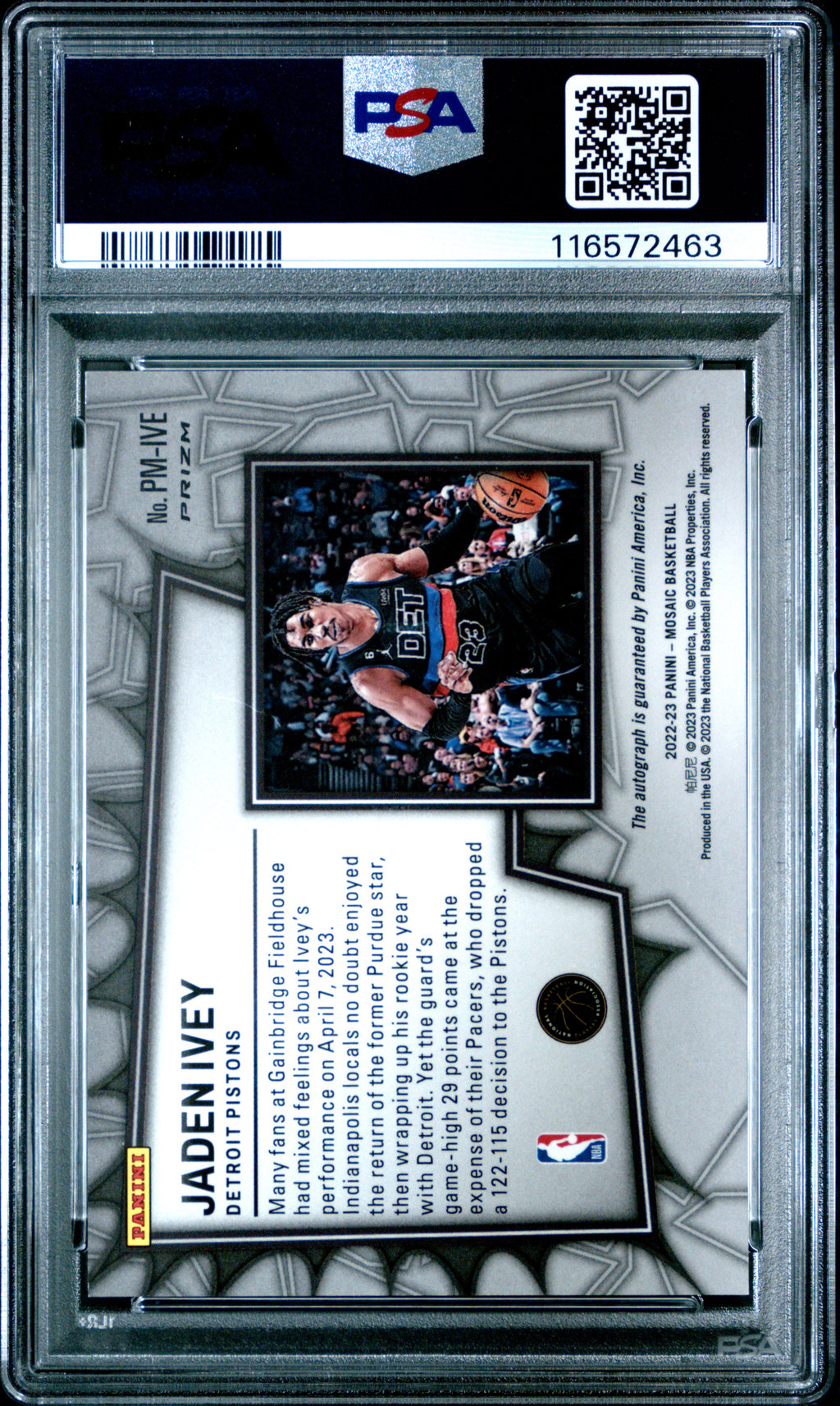 2022 Panini Mosaic Pictographs Mosaic Jaden Ivey #PMIVE PSA 8