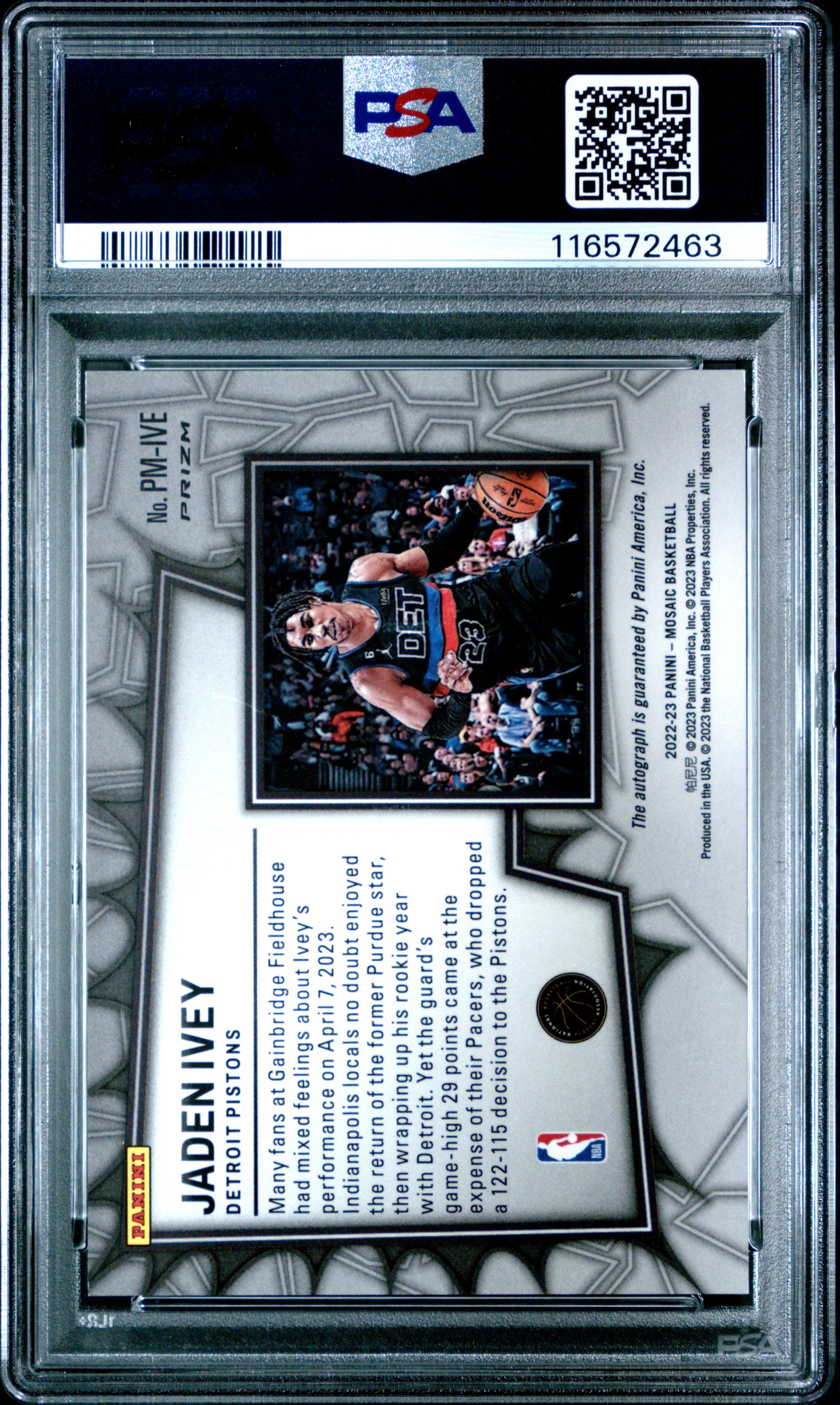 2022 Panini Mosaic Pictographs Mosaic Jaden Ivey #PMIVE PSA 8