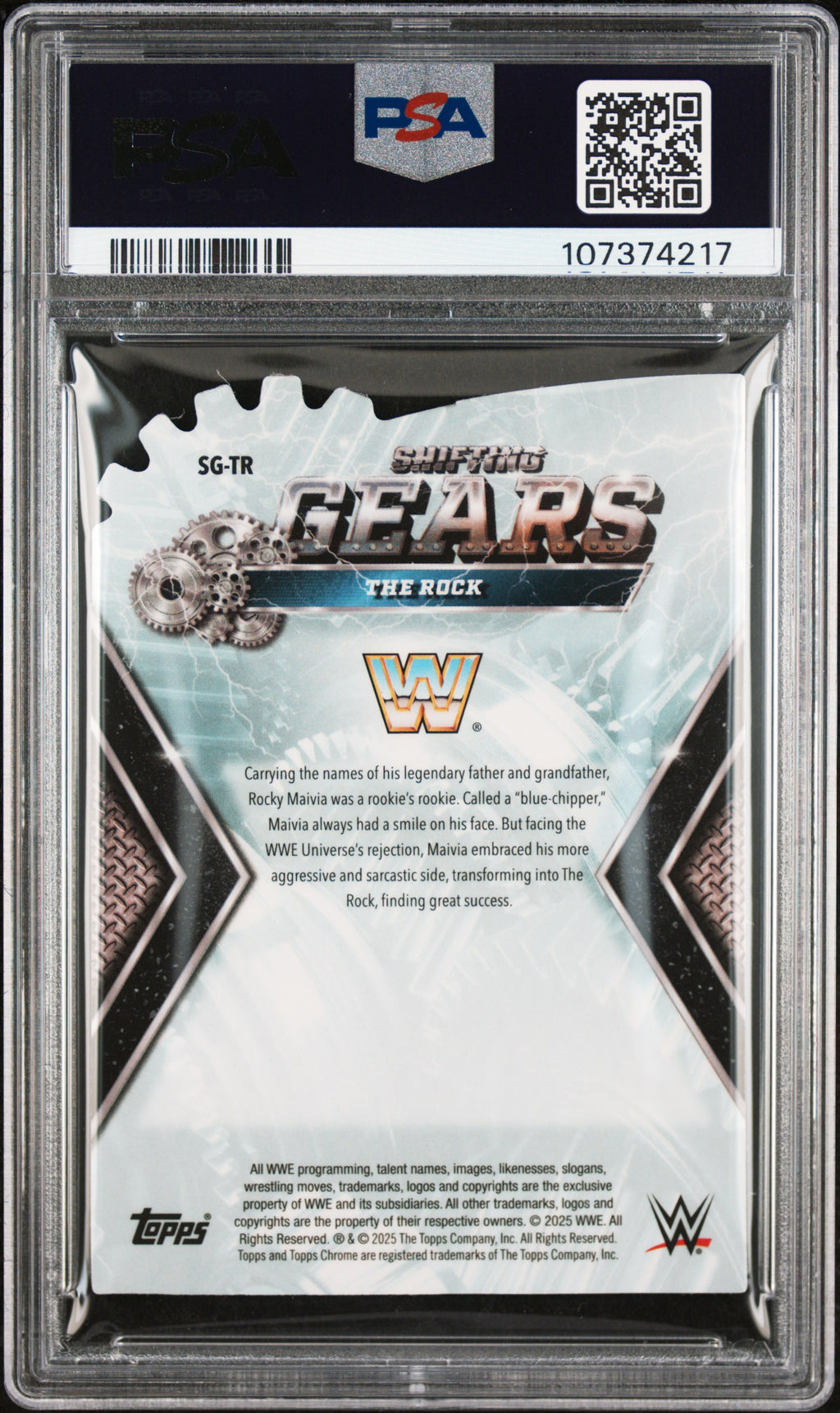 2025 Topps Chrome WWE Shifting Gears The Rock #SGTR PSA 10