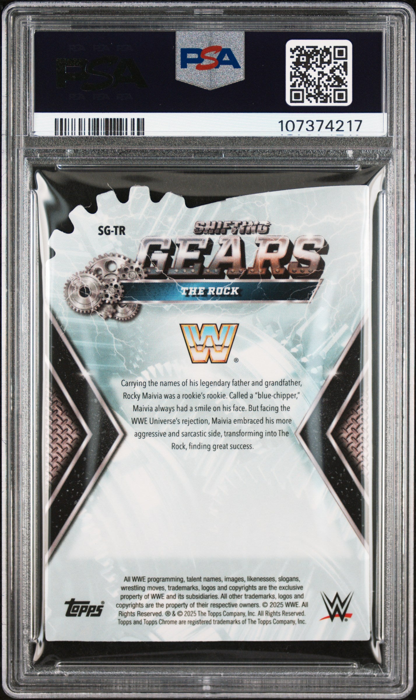 2025 Topps Chrome WWE Shifting Gears The Rock #SGTR PSA 10
