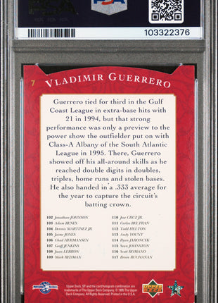 1995 SP Top Prospects Vladimir Guerrero 10 #7 PSA A