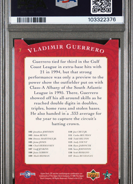 1995 SP Top Prospects Vladimir Guerrero 10 #7 PSA A