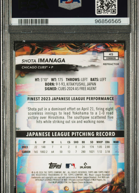 2024 Topps Finest Shota Imanaga Refractor #45 PSA 9
