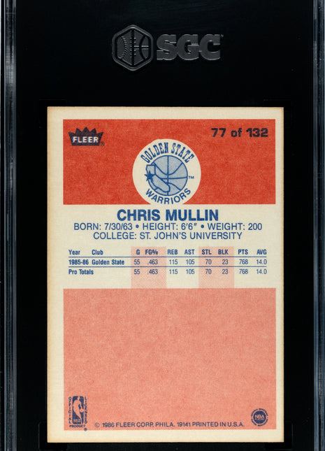 1986-87 Fleer Chris Mullin #77 SGC 7